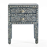 Тумбочка прикроватная White Pearl BEDSIDE CABINET 2 blue DRAWER варинант исполнения - 1 | Loft Concept в Волгограде