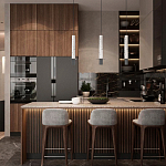 Подвесной светильник с узким цилиндрическим плафоном и черным металлическим декором Concrete Pipe варинант исполнения - 14 | Loft Concept в Волгограде