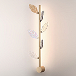 Бра с золотистой вертикальной трубкой и декоративными прозрачными листьями из стекла Sylva  варинант исполнения - 3 | Loft Concept в Волгограде