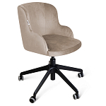 Стул с мягкой бежевой обивкой из велюра и подъемно-поворотным механизмом на черных колесиках Harper Beige варинант исполнения - 1 | Loft Concept в Волгограде