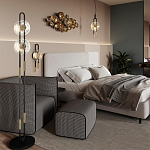 Торшер с 2-мя прозрачными стеклянными плафонами и золотистыми декоративными вставками Virelia варинант исполнения - 2 | Loft Concept в Волгограде