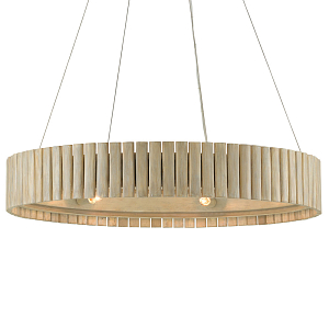 Люстра круглая из толстых деревянных реек Natural Style