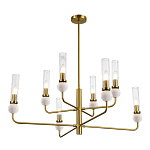 Люстра с 8-ю плафонами в форме стеклянных трубок и мраморных декоративных элементов Montreal варинант исполнения - 9 | Loft Concept в Волгограде