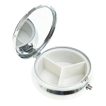 Таблетница карманная круглая с 3-мя отделениями с зеркалом и накладкой из натурального камня Жадеит Silver Stone Pillboxes варинант исполнения - 2 | Loft Concept в Волгограде