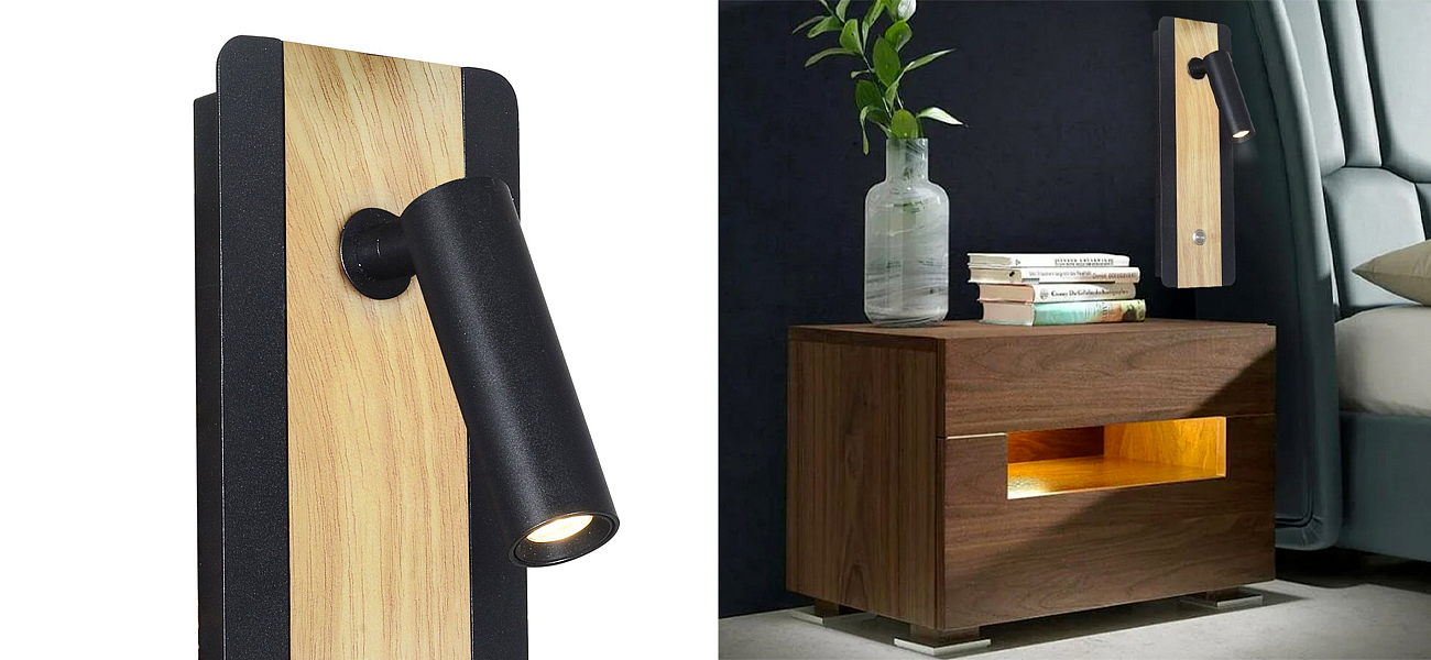 Бра с поворотным спотом GAVIN WOOD Light Бра с поворотным спотом GAVIN WOOD Light - Loft-Concept в Волгограде
