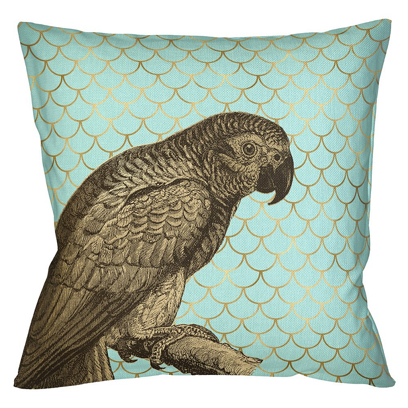 Подушка Safari light blue parrot Бирюзовый Глянцевое золото Подушка Safari light blue parrot Бирюзовый Глянцевое золото в Волгограде | Loft Concept