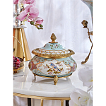 Шкатулка с крышкой из голубого фарфора с риунком птиц и цветов Blue Garden варинант исполнения - 3 | Loft Concept в Волгограде