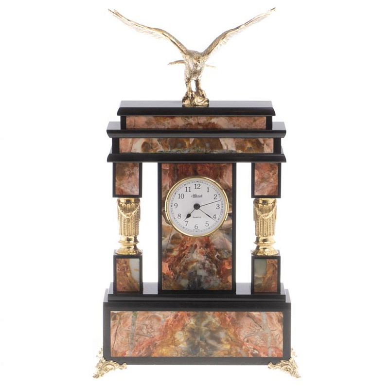 Часы настольные из яшмы и бронзы с декором в виде горного орла Eagle Stone Clock Коричневый Бронза Черный Часы настольные из яшмы и бронзы с декором в виде горного орла Eagle Stone Clock Коричневый Бронза Черный в Волгограде | Loft Concept