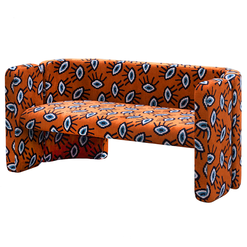 Акцентный Двухместный Диван Leela Оранжевый Орнамент Оранжевый в Волгограде | Loft Concept 