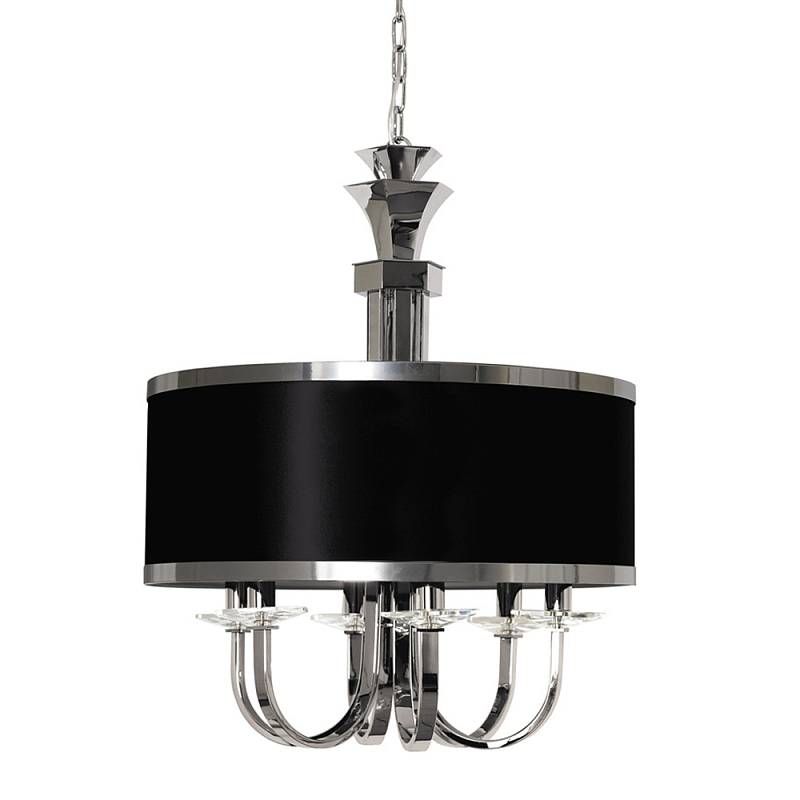 Люстра подвесная круглая с черным абажуром и чашей крепления в форме многогранника Natural Concepts Хром Сталь Золотой в Волгограде | Loft Concept 