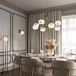 Подвесной светильник с шарообразным плафоном из белого стекла с подвеской из камня и кисточкой Agatelle варинант исполнения - 5 | Loft Concept в Волгограде