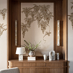 Обои с вышивкой ручной работы Deco Wisteria ﻿Midas colourway on Liso Pearl wool sateen варинант исполнения - 4 | Loft Concept в Волгограде