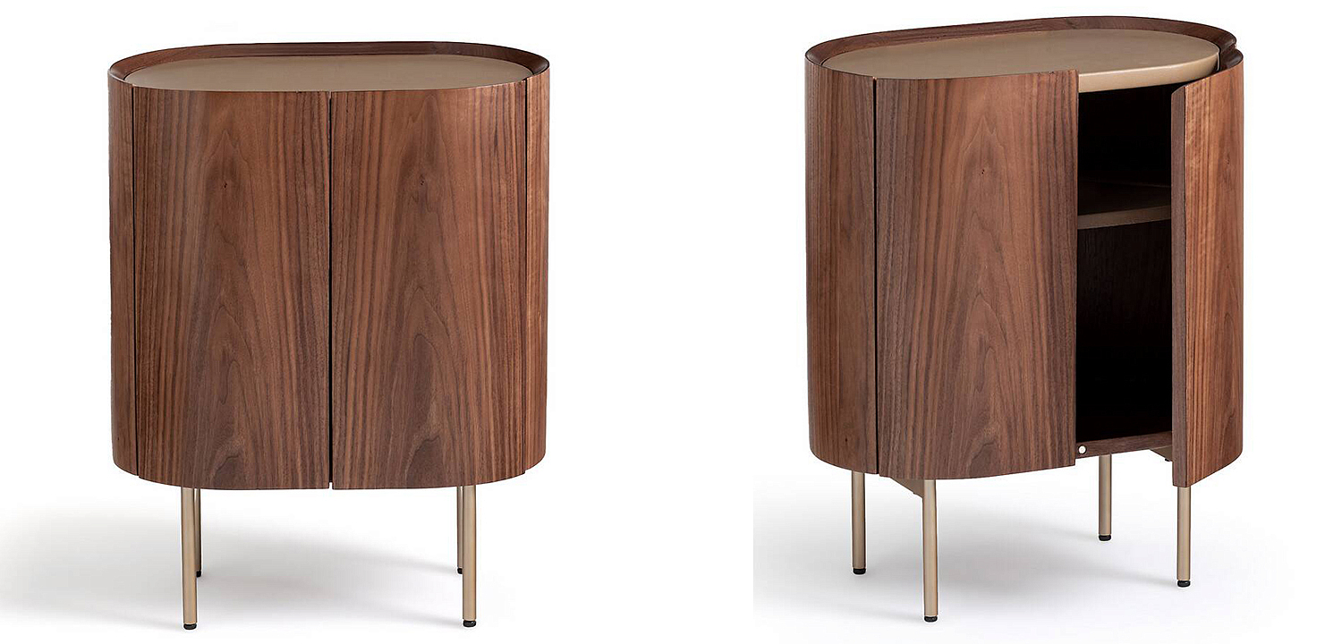Тумба округлой формы Walnut and Leather массив ореха и столешница из натуральной кожи Тумба округлой формы Walnut and Leather массив ореха и столешница из натуральной кожи - Loft-Concept в Волгограде