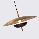 Подвесной светильник с золотым металлическим плафоном округлой формы и декоративным элементом из чёрного мрамора Midnight Grace  варинант исполнения - 2 | Loft Concept в Волгограде