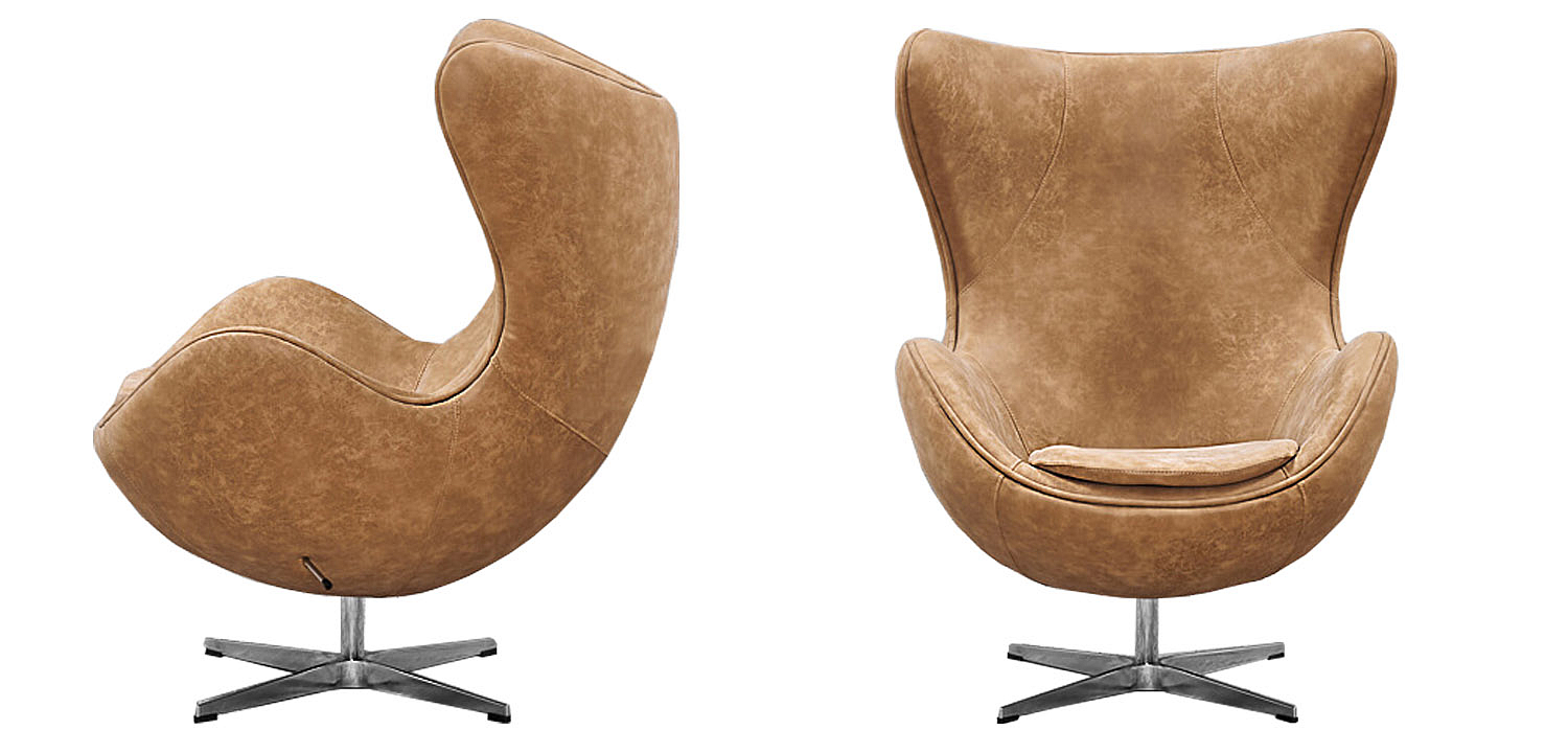 Кресло яйцо Egg Chair коричневая винтажная кожа Кресло яйцо Egg Chair коричневая винтажная кожа - Loft-Concept в Волгограде