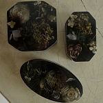 Шкатулка из эпоксидной смолы с цветами черная Epoxy Resin Oval Box Black варинант исполнения - 5 | Loft Concept в Волгограде