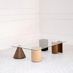 Дизайнерский журнальный стол с прозрачной столешницей и ножками в форме геометрических фигур Pytusin варинант исполнения - 1 | Loft Concept в Волгограде