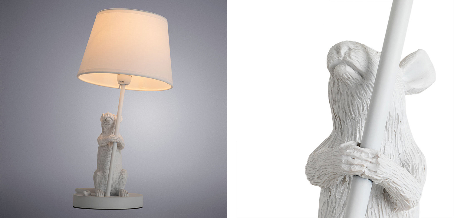 Настольная лампа White Mouse holding a lamp Настольная лампа White Mouse holding a lamp - Loft-Concept в Волгограде