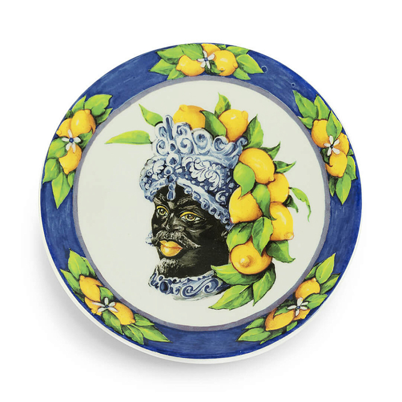 Тарелка Abhika PLATE MORO HEAD SMALL D 15,5 Blue Темно-синий Желтый Тарелка Abhika PLATE MORO HEAD SMALL D 15,5 Blue Темно-синий Желтый в Волгограде | Loft Concept
