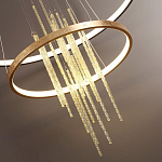 Люстра подвесная с 2-мя круглыми подвесами в черном и золотистом цвете и вертикальными подвесками Ring Horizontal варинант исполнения - 3 | Loft Concept в Волгограде