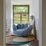 Дизайнерское плюшевое кресло в форме руки голубое Poltronova Joe Plush Baby Blue Armchair варинант исполнения - 4 | Loft Concept в Волгограде