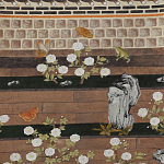 Обои ручная роспись The Art of Learning and Steps for the Flowers by Teo Yang Special Colourway on purple painted Xuan paper варинант исполнения - 2 | Loft Concept в Волгограде