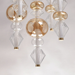 Люстра с плафонами из прозрачного и янтарного стекла в виде шаров и ромбов Gabriel Scott Luna варинант исполнения - 10 | Loft Concept в Волгограде