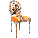 Стул бежевый в разноцветную полоску из натурального бука с изображением птиц и цветов Blooming Birds Colorful Stripes Chair варинант исполнения - 2 | Loft Concept в Волгограде