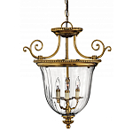 Люстра подвесная цвета латунь с прозрачным стеклянным плафоном и тремя лампами в классическом стиле на цепи Hinkley варинант исполнения - 1 | Loft Concept в Волгограде