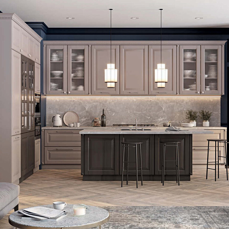 Угловая кухня с островом из массива дерева Amaline Kitchen Set Бежевый Коричневый Угловая кухня с островом из массива дерева Amaline Kitchen Set Бежевый Коричневый в Волгограде | Loft Concept