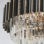 Люстра из черного металла с многоярусными подвесками из прозрачного хрусталя на золотой цепи Empire Black Chandelier Crystal варинант исполнения - 5 | Loft Concept в Волгограде