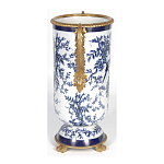 Ваза с бронзовыми ручками и синим цветочным узором Blue & White Ornament варинант исполнения - 3 | Loft Concept в Волгограде