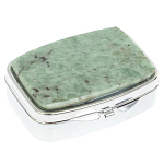 Таблетница карманная прямоугольная с 2-мя отделениями с зеркалом и накладкой из натурального камня Жадеит Silver Stone Pillboxes варинант исполнения - 1 | Loft Concept в Волгограде