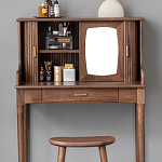 Туалетный стол деревянный с ящиком и зеркалом Moon Walnut Furniture варинант исполнения - 5 | Loft Concept в Волгограде