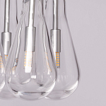 Люстра с 7-ю прозрачными плафонами из стекла в форме капли на круглом потолочном основании цвета хром Lucid Rain  варинант исполнения - 8 | Loft Concept в Волгограде