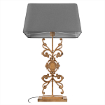 Настольная лампа на ажурном чугунном основании с серым абажуром Openwork Lamp варинант исполнения - 3 | Loft Concept в Волгограде