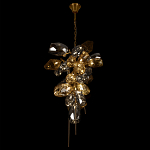 Люстра подвесная вытянутой формы с плафонами из стекла и металла с двумя вертикальными подвесками Gilded Mirage  варинант исполнения - 6 | Loft Concept в Волгограде