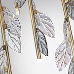 Люстра с золотистыми трубками и прозрачными стеклянными листьями на подвесах Sylva  варинант исполнения - 7 | Loft Concept в Волгограде