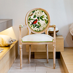 Стул с подлокотниками золотистый из бука с изображением птиц и цветов Blooming Red Birds варинант исполнения - 3 | Loft Concept в Волгограде