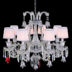 Люстра с 8-ю белыми текстильными абажурами и хрустальными подвесками Lustre Reverie варинант исполнения - 1 | Loft Concept в Волгограде