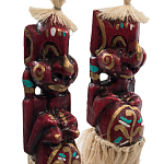 Комплект из 2-х деревянных статуэток Asmat Straw Headdress Statuettes Red Tattoo варинант исполнения - 3 | Loft Concept в Волгограде