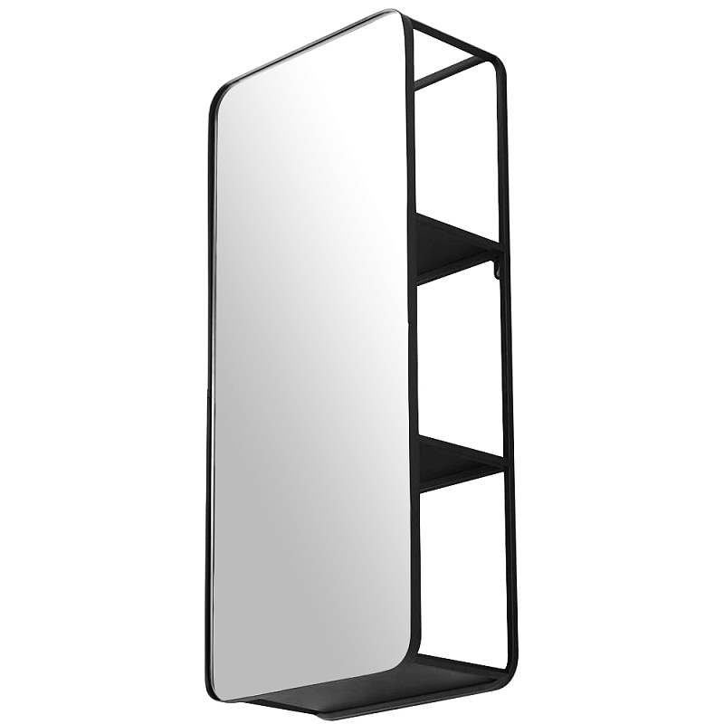 Прямоугольное настенное зеркало с полками Malcolm Industrial Mood Mirror Черный Прямоугольное настенное зеркало с полками Malcolm Industrial Mood Mirror Черный в Волгограде | Loft Concept
