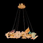Люстра круглая на золотом каркасе с птичками и цветочным декором Miscellaneous herbs варинант исполнения - 1 | Loft Concept в Волгограде