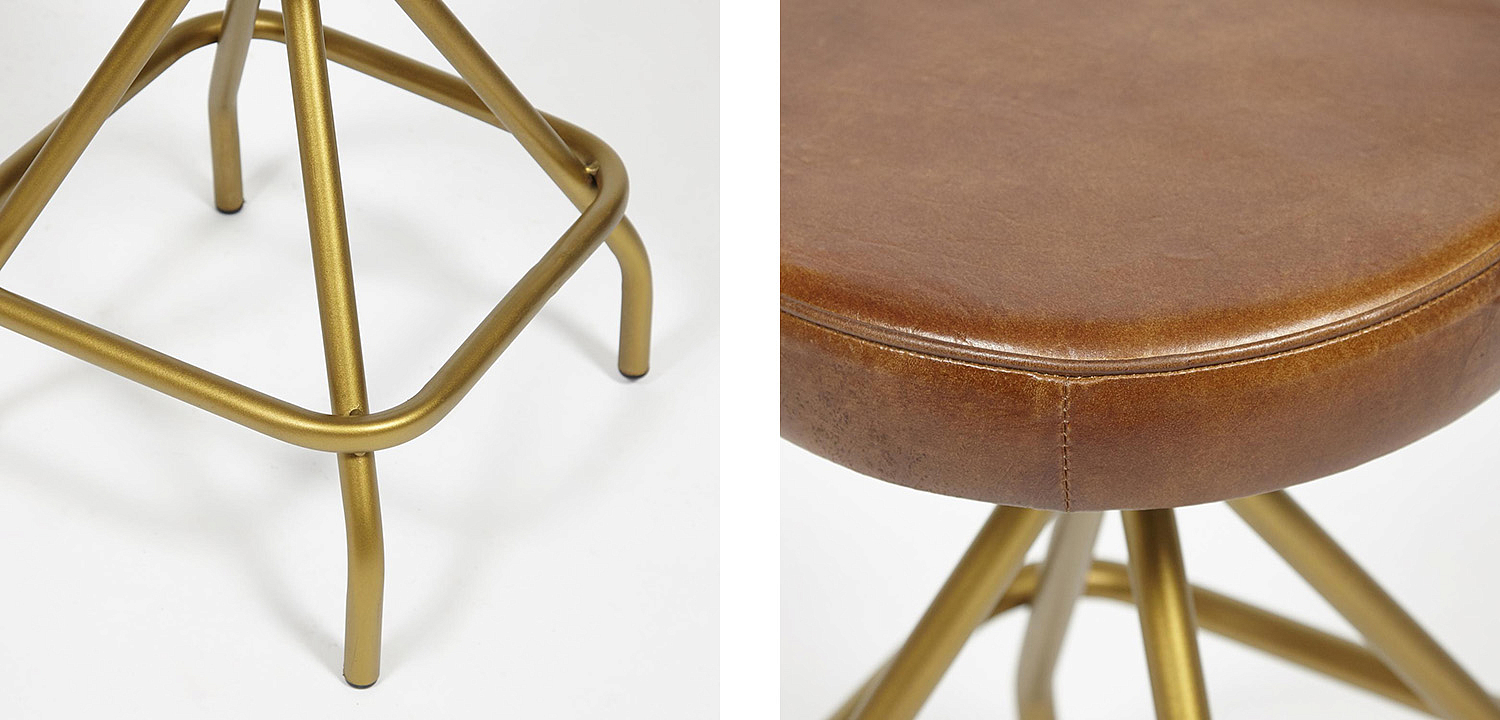Стул из кожи буйвола Industrial leather stool Стул из кожи буйвола Industrial leather stool - Loft-Concept в Волгограде