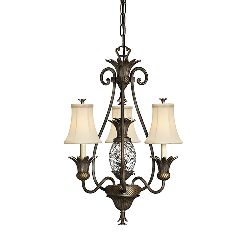 Люстра бронзового цвета с 3-мя кремовыми текстильными абажурами Hinkley Бронза Белый Бежевый в Волгограде | Loft Concept 