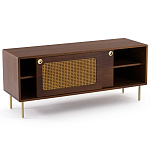 ТВ-тумба из ореха с плетеным декором Eland Wooden Wicker TV Stand варинант исполнения - 2 | Loft Concept в Волгограде