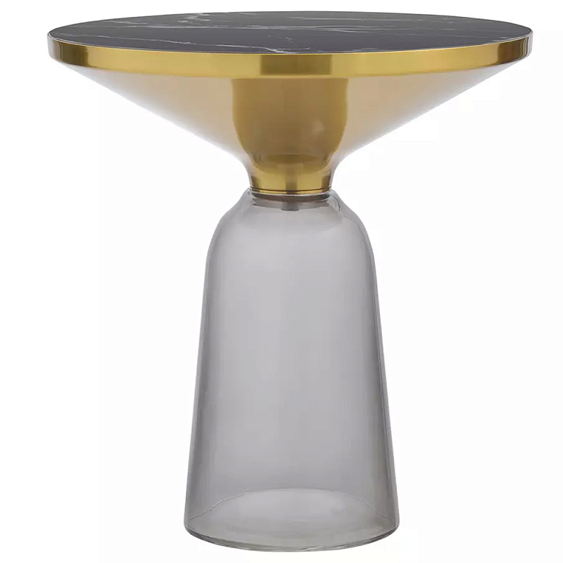 Кофейный столик с круглой стеклянной столешницей с мраморным узором Round Gray Table with Pattern Серый Черный Кофейный столик с круглой стеклянной столешницей с мраморным узором Round Gray Table with Pattern Серый Черный в Волгограде | Loft Concept