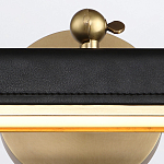 Светильник для картин цвет винтажная латунь с прямоугольным плафоном из кожи черного цвета Alora варинант исполнения - 5 | Loft Concept в Волгограде