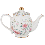 Чайник из фарфора белый с цветочным принтом Flower Porcelain Collection варинант исполнения - 1 | Loft Concept в Волгограде