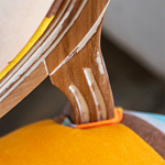 Стул бежевый в разноцветную полоску из натурального бука с изображением птиц и цветов Blooming Birds Colorful Stripes Chair варинант исполнения - 9 | Loft Concept в Волгограде